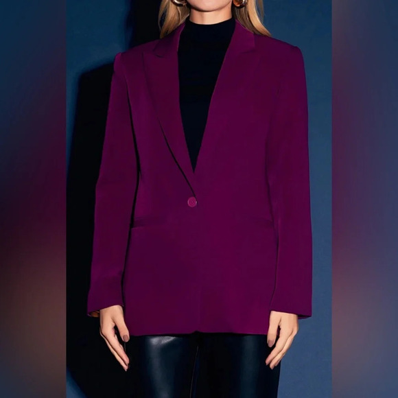 Endless Rose Single Breasted Blazer Bold Sz S Burgundy Powersuit 80’s - Picture 1 of 6